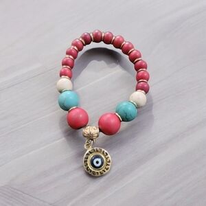 Turquoise and Red Evil Eye Bracelet